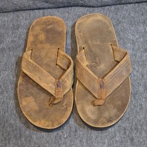 Johnnie-O Men's Thong Sandals Size 9 Brown Distress Beach Walk Casual‎